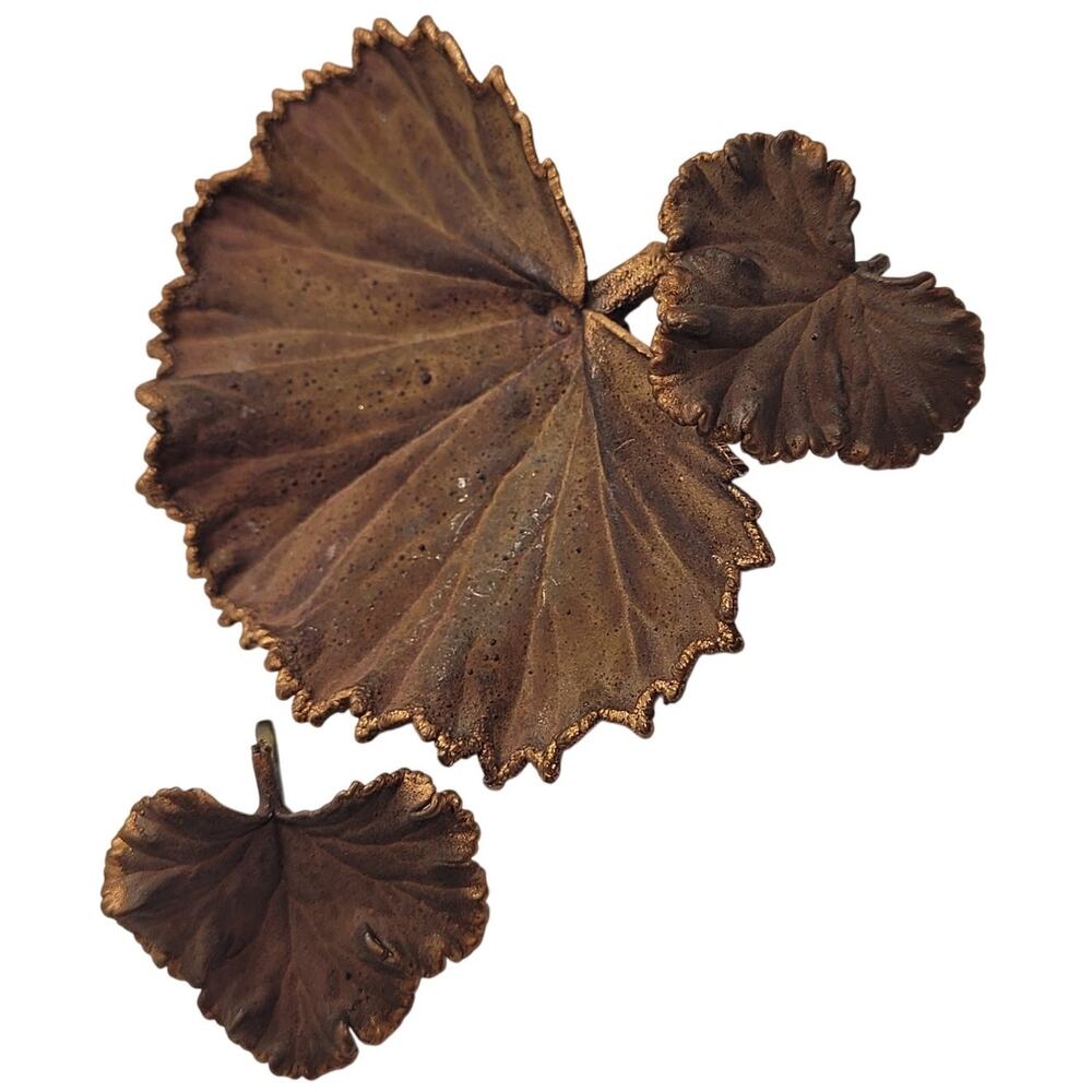 Vintage Copper Botanical Jewelry Set Earthy Modernist Leaf Broocj Earrings